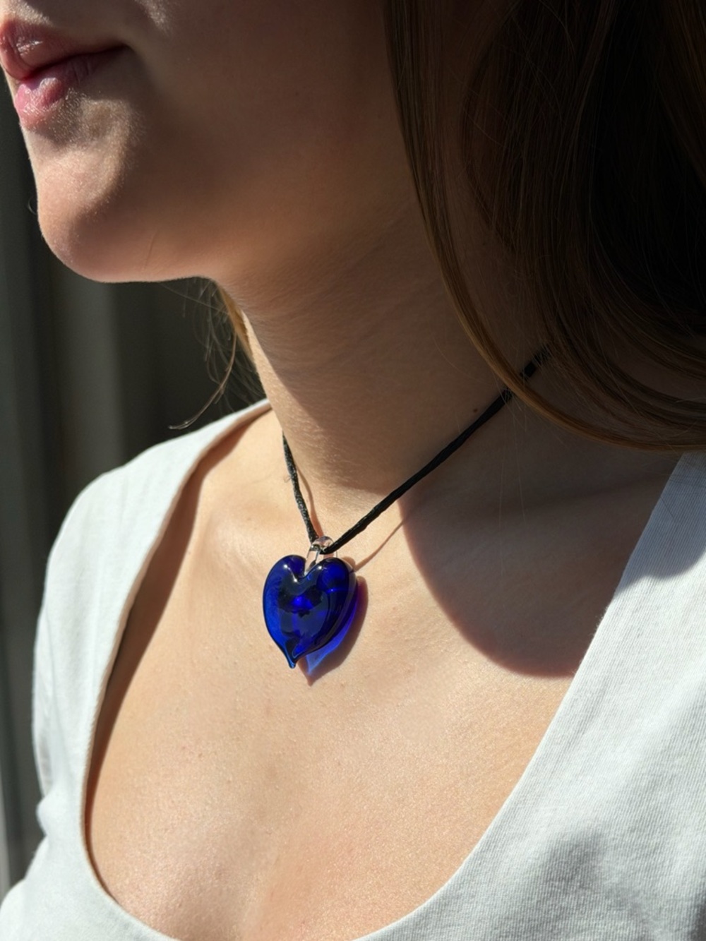 NWOT Italian Murano Glass Large Deep Purple Heart Pendant - Picture 11 of 12